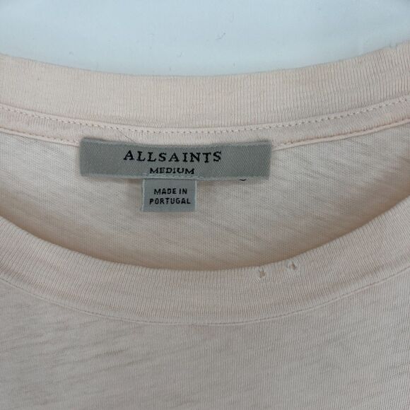 Allsaints Top Womens M Pink Distressed T Shirt Tee Classic Grunge Punk Rocker - Picture 4 of 7